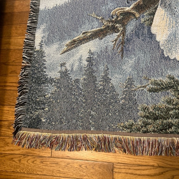 Lee Kromschroeder Tapestry Throw Art Bald Eagle Alpenglow Mohawk 58x50” USA EUC - Picture 6 of 8